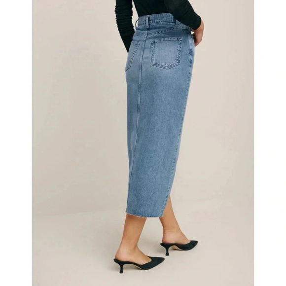 Reformation Nila Long Denim Skirt in Medium Wash Jean Blue Galway 24 - Picture 5 of 16